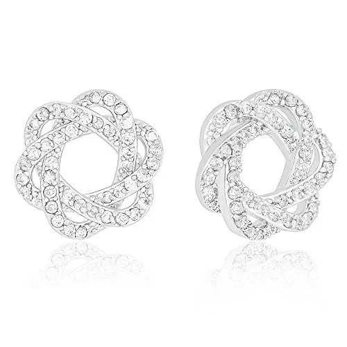 ORROUS &amp; CO ORROUS &amp; CO Legacy 18K White Gold CZ Twist Flower Stud Earrings 45 Stones — product photo