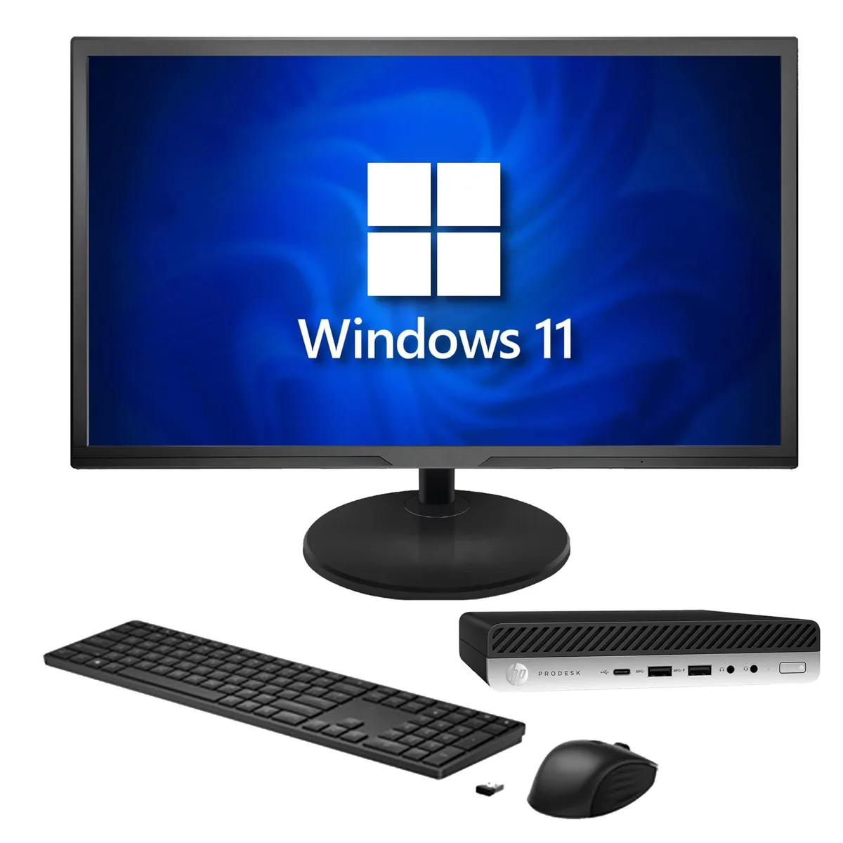 HP HP ProDesk 600 G4 Tiny i5-8500T 16GB 512GB 22" monitor — product photo