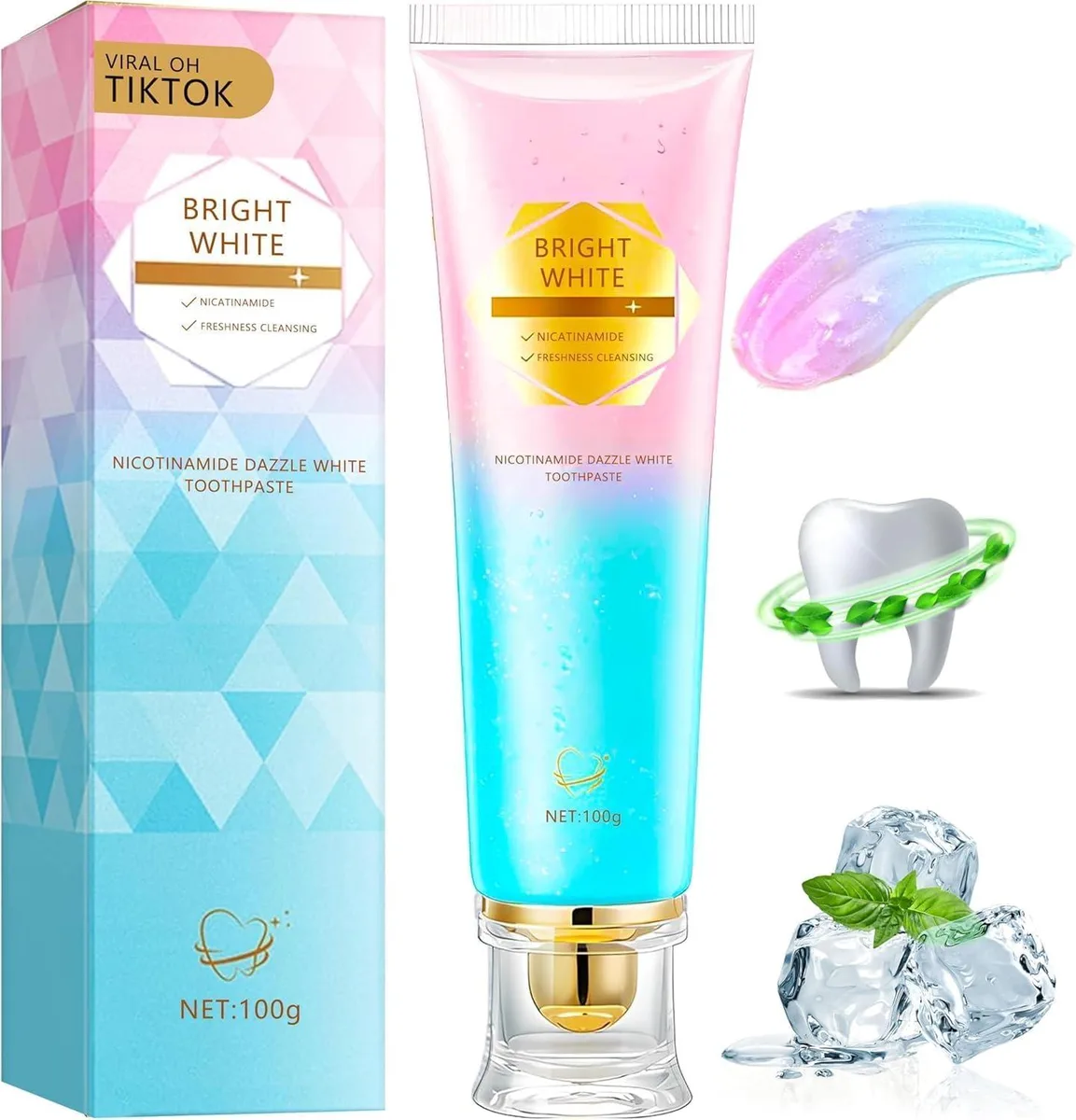 Pink tube of whitening toothpaste 3.53oz