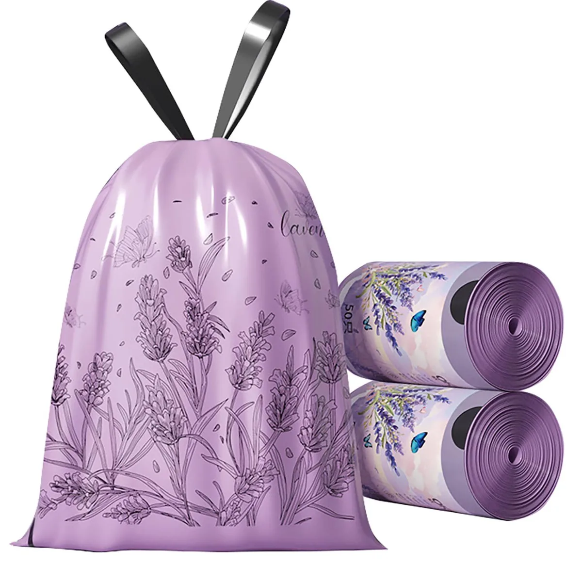 YIHUANYIFA 2.6 Gallon Trash Bags Purple 100 Count 41x47cm — product photo