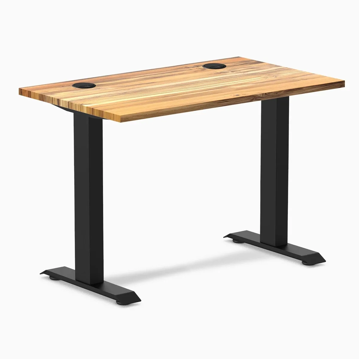 Desky Desky Zero Mini Hardwood Desk Teak 40 x 24 in Grommets Matte Black — product photo