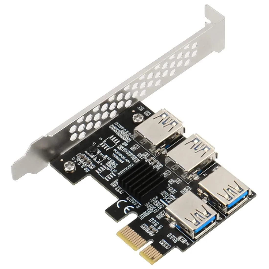 Vszerda Vszerda PCIe 1x to 4 Slot Riser Card 60cm USB 3.0 — product photo