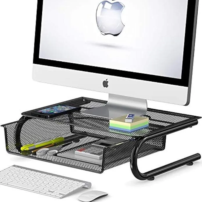 TAURKENAM TAURKENAM Mesh Monitor Riser with Drawer 14.5x10.25x4.5 — product photo