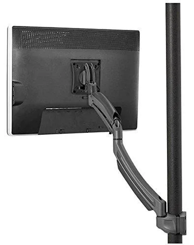 Black metal pole mount with monitor arm and base
