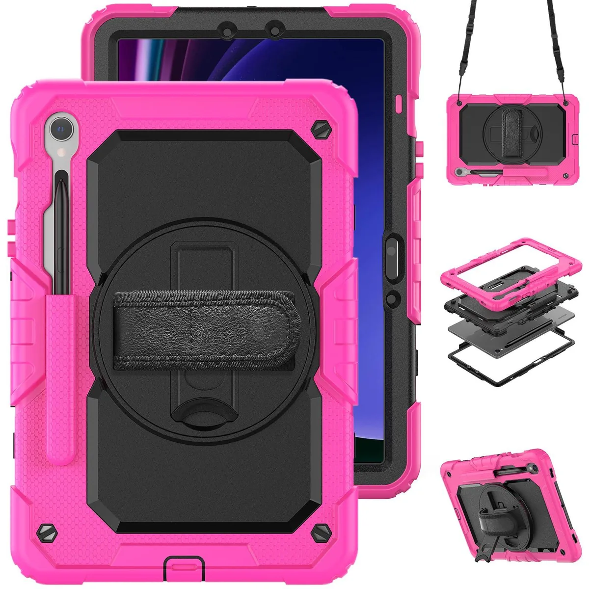 Timoom Timoom Heavy Duty Shockproof Case Rose 10.9/11" 360° Kickstand Straps — product photo