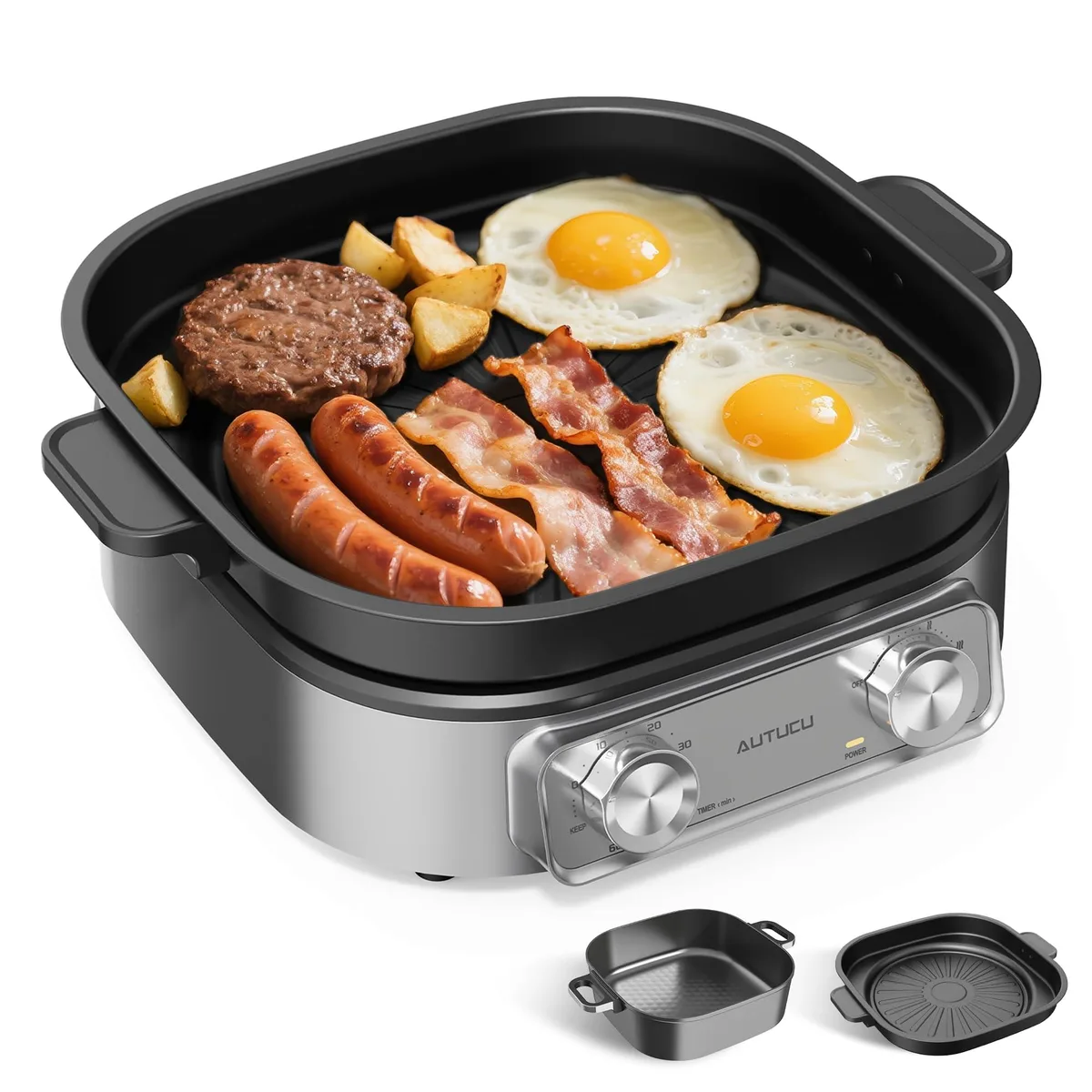 AUTUCU N12NA 6-Quart Electric Skillet with Grill — product photo