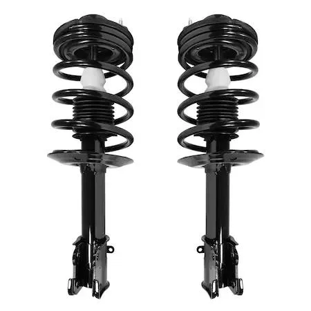 Unity front complete strut assembly kit, two silver struts with coil springs and top mounts, new condition