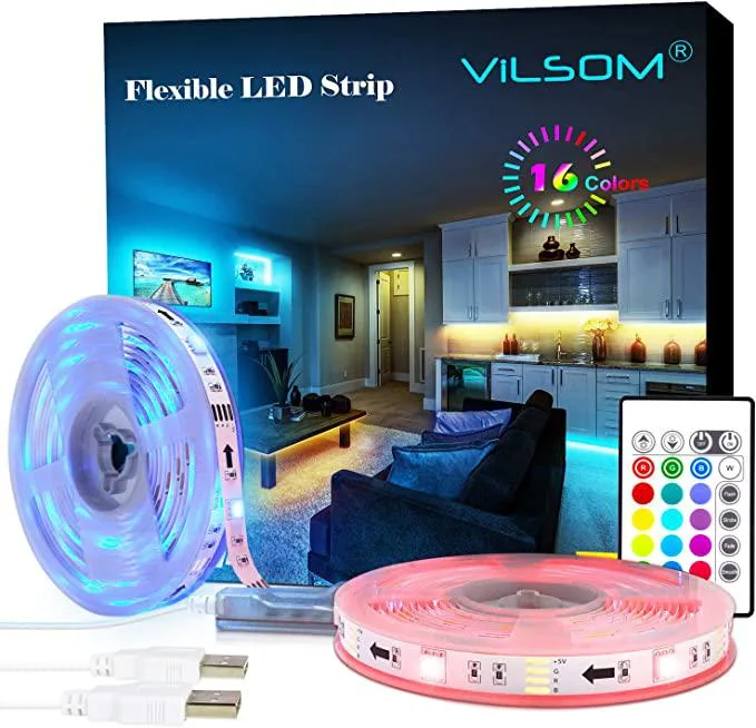ViLSOM ViLSOM 20ft USB LED Strip Light Kit 2×10ft RGB 5050 Bluetooth Remote — product photo
