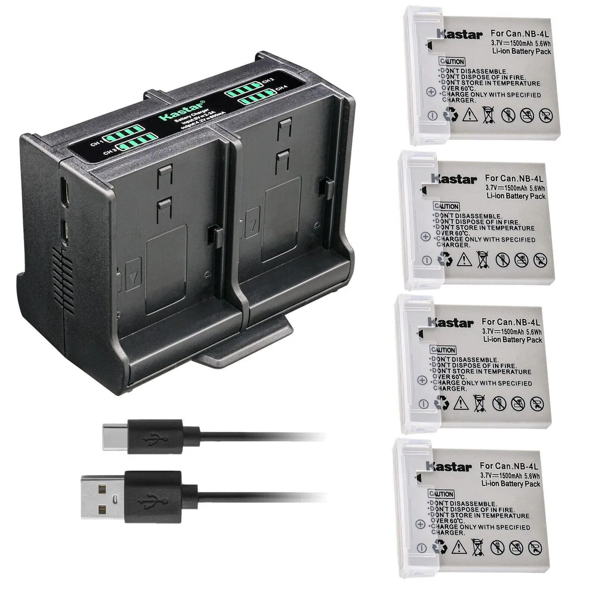 Kastar Kastar NB-4L 4-Pack Battery &amp; Quad USB Charger — product photo