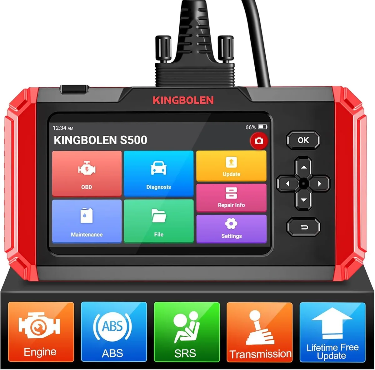 Handheld OBD2 scanner with colour screen and cable