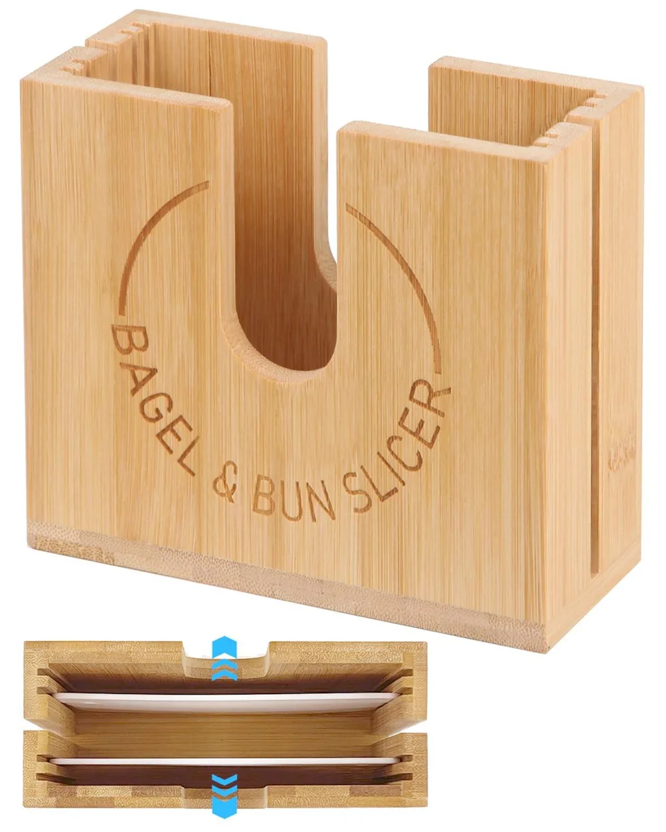 cenleoha Bagel Slicer Bamboo 5.5 in x 2.5 in — product photo