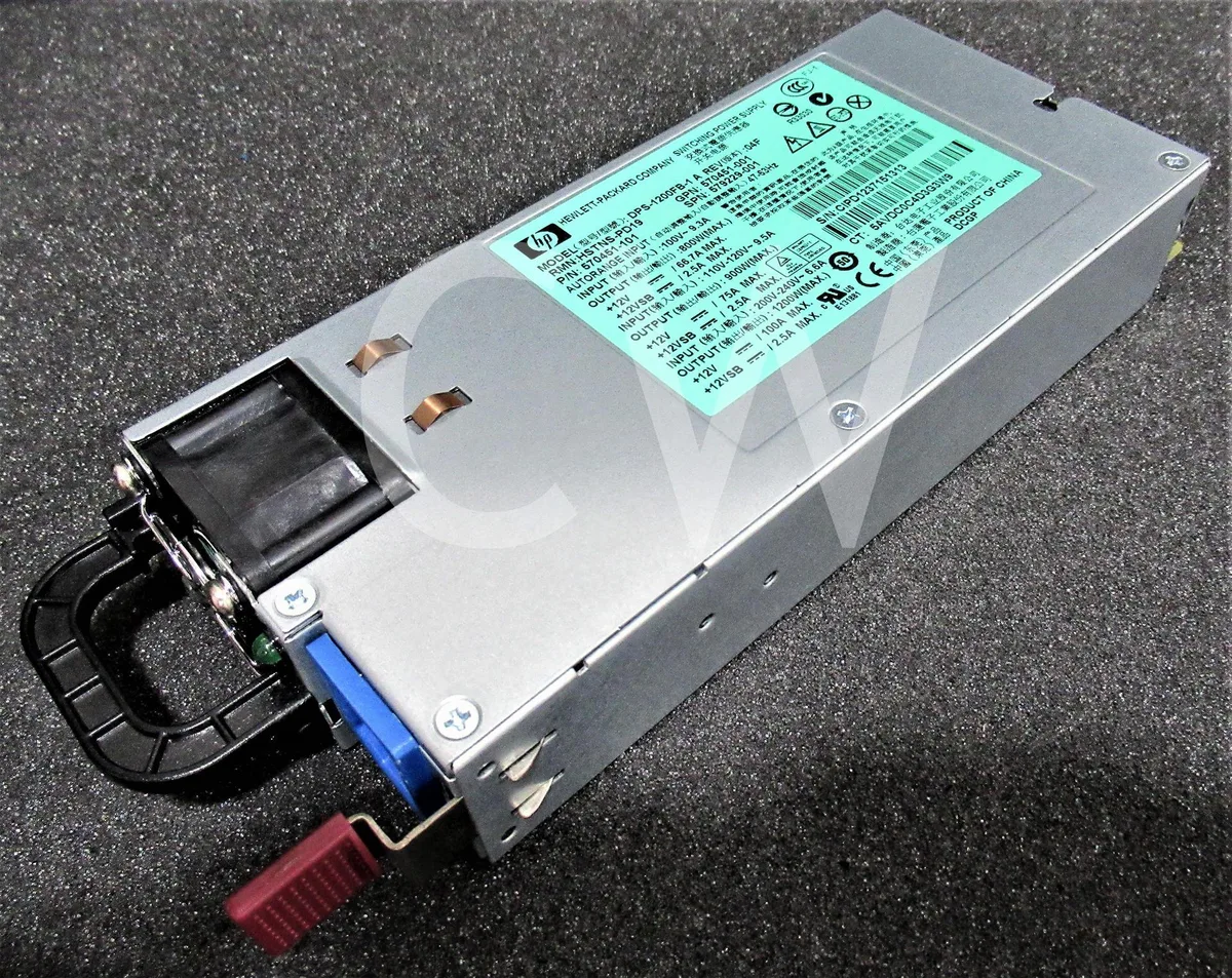 Rectangular silver server power supply module with rear connector and side vents