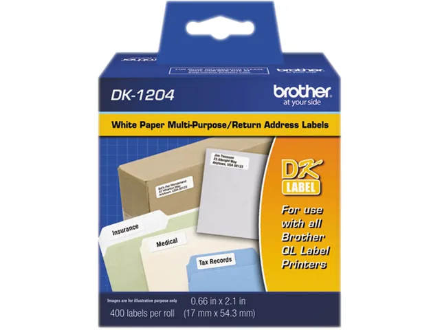 Brother Brother DK1204 0.66" x 2.1" White Labels 400/Roll pos accessory — product photo