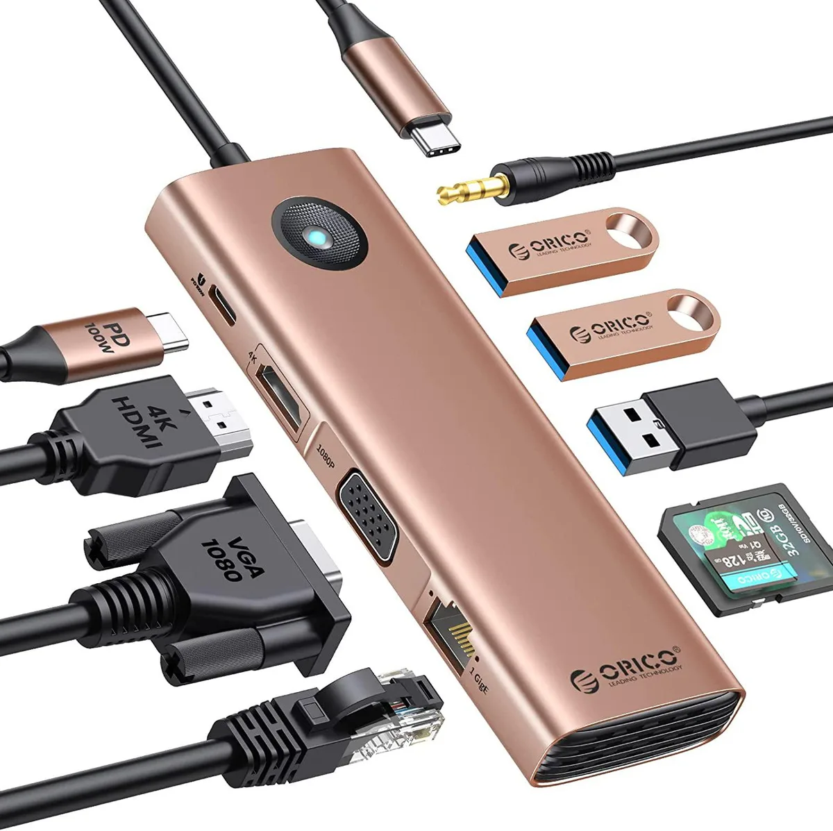 Orico Orico ORICO-PW11-10P 10-in-1 docking station Gold — product photo