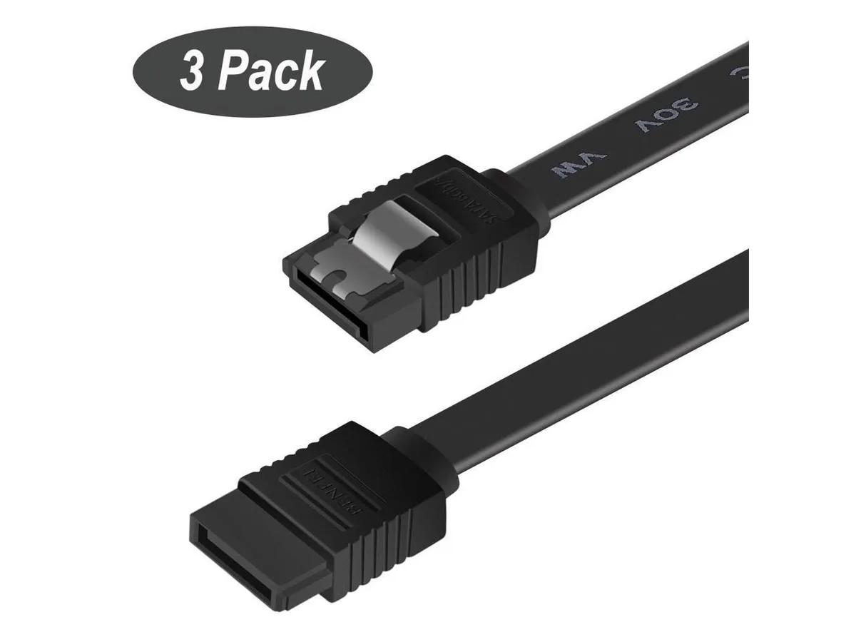 KEHIPI KEHIPI SATA Cable III 3 Pack 6Gbps Straight Locking Latch 16 Inch (40cm) SATA Cable — product photo