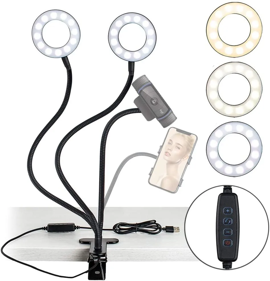 Corn Electronics Corn Electronics 3.5 Inch Dual Selfie Ring Light with Tripod Stand monitor accessory — product photo