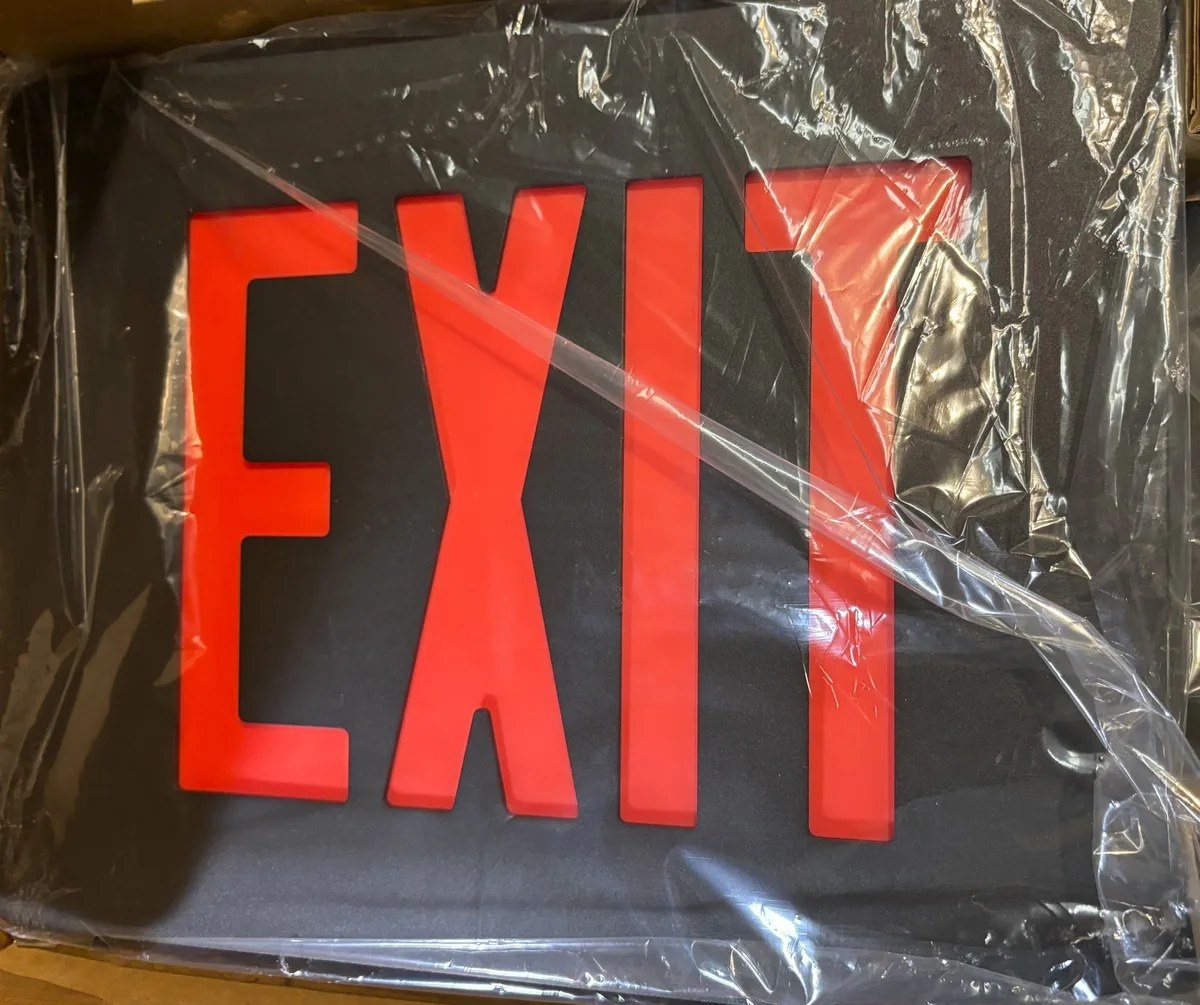 Hubbell Incorporated Hubbell DualLite SESRB LED Exit Sign Black Red Letters 120/277 VAC Single Face — product photo