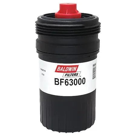 Baldwin Filters BF63000 spin-on fuel filter metal canister rubber gaskets visible