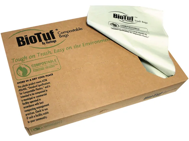 Heritage Bag Company Heritage Bag Company Y4832EE R01 compostable can liners 13 gal .88 mil 24" x 32" green 200/carton — fotografie produktu