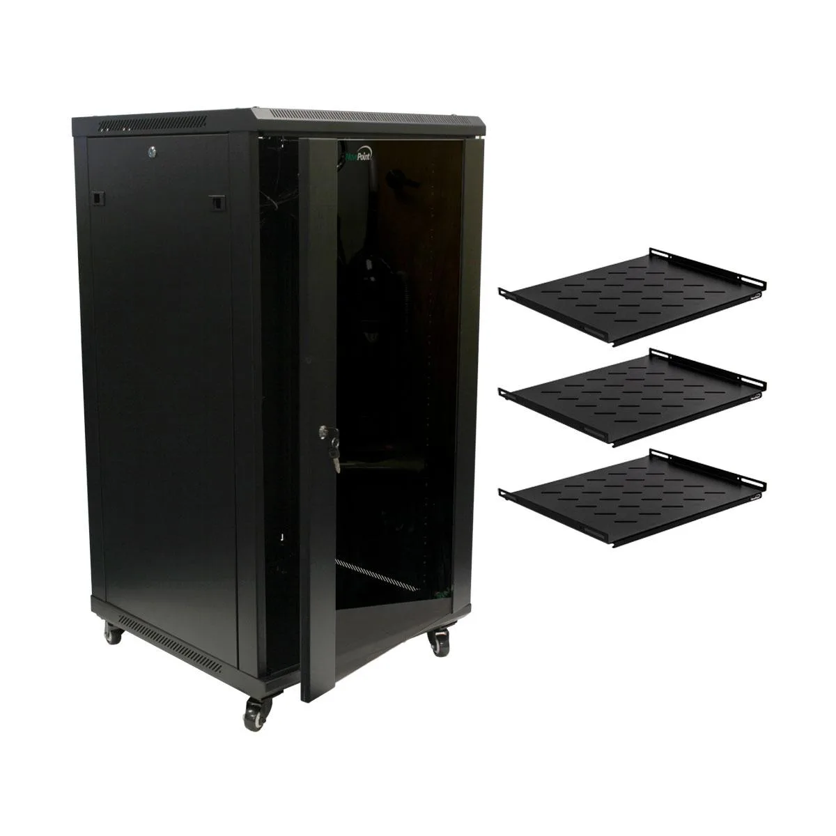 NavePoint NavePoint 22U Server Rack 600mm Depth with Casters, Shelves, Fans — product photo