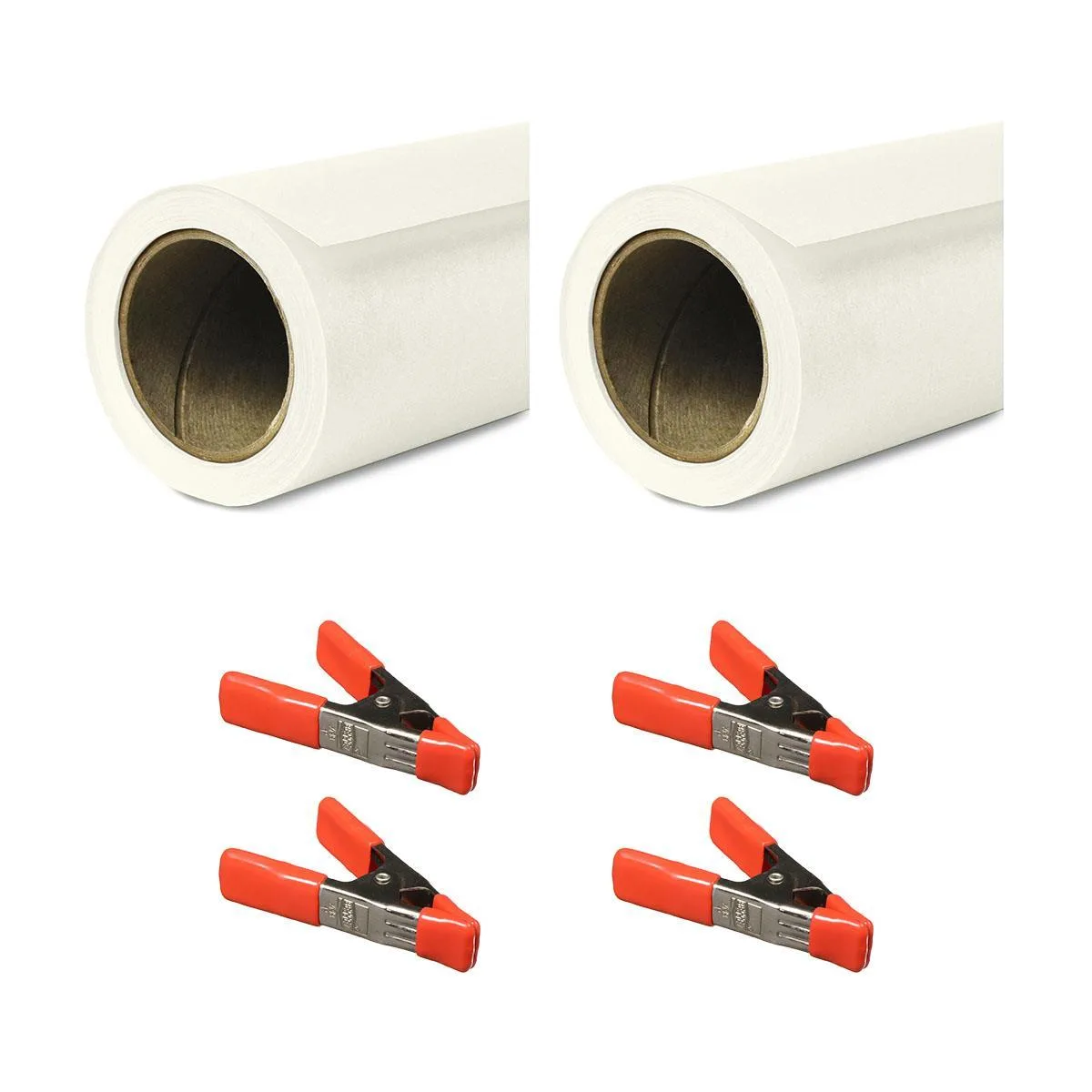 SAVAGE SAVAGE 53" x 36' Seamless Background Paper Pure White 2-Pack with 4 Orange Clamps — product photo
