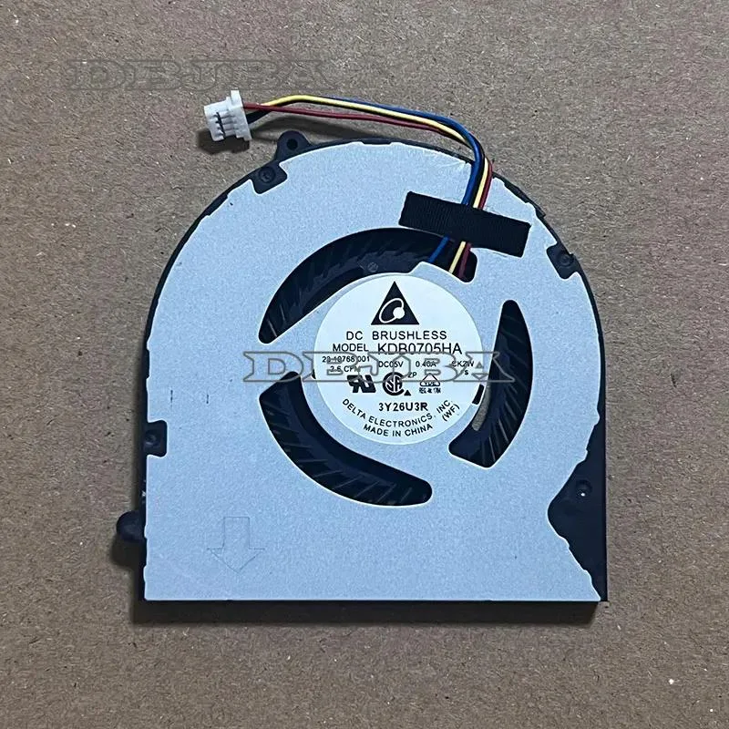 Small rectangular laptop CPU cooling fan with black plastic housing and visible fan blades