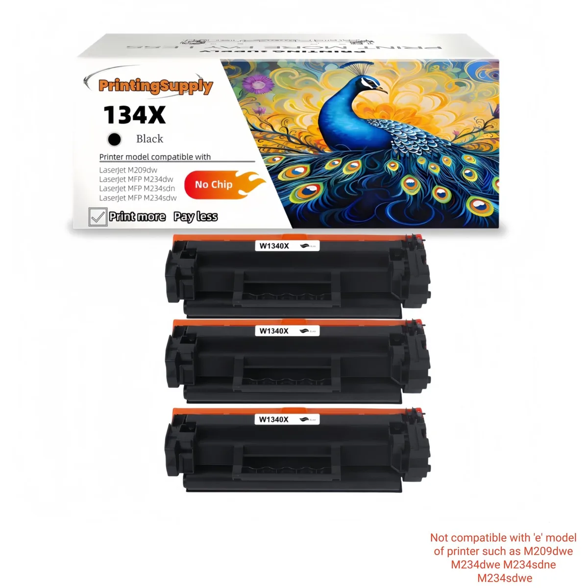 Aster Graphics Inc Aster Graphics Inc 134X W1340X Compatible Toner Cartridge 3 Pack Black 2400 Pages No Chip — product photo