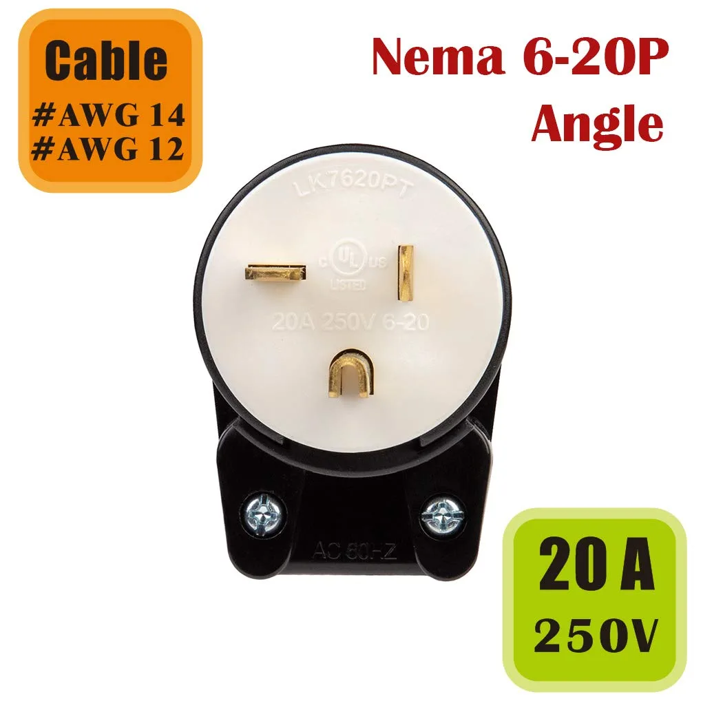 TeKit TeKit 6-20P Angled 20A 250V 90° gender changer — product photo