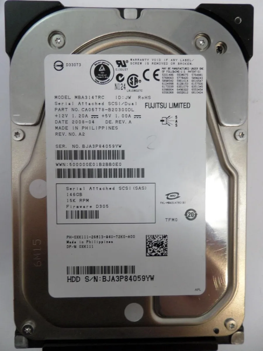 Fujitsu Fujitsu MBA3147RC 146GB 3.5" SAS 15000 RPM 16MB cache internal hard drive — product photo