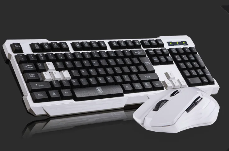 Corn Electronics Corn Electronics Gaming Keyboard and Mouse Combo Black White 2.4GHz Wireless Waterproof — product photo