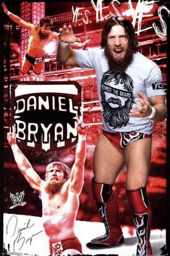 Poster print of WWE wrestler Daniel Bryan, number 14, 24 by 36 inches