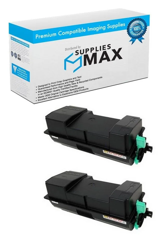 SuppliesMax SuppliesMax Black Toner Cartridge 2 Pack 25000 Pages TYPE MP601 407823_2PK — product photo