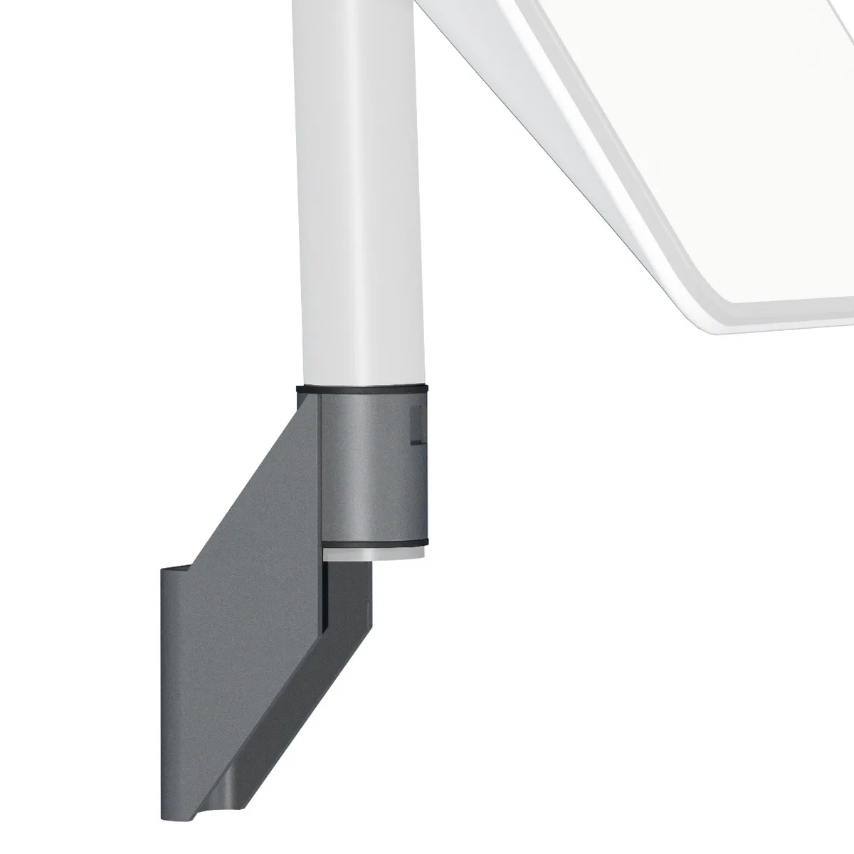 Gray steel wall bracket with low-profile arms for Starlink Gen2 dish
