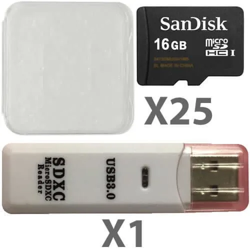SanDisk SanDisk microSDHC Class 4 16 GB 25 Pack with Reader — product photo