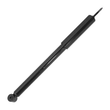 Silver metal rear shock absorber cylinder with piston rod and mounting eyelets, new condition