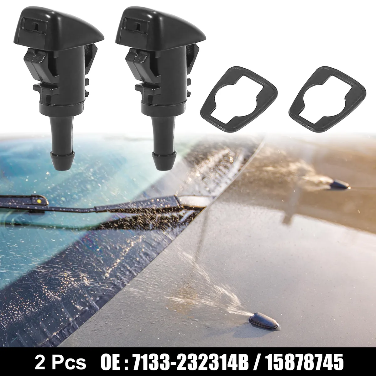 Unique-Bargains Unique-Bargains Front Windshield Washer Nozzles Pack of 2 Black — product photo
