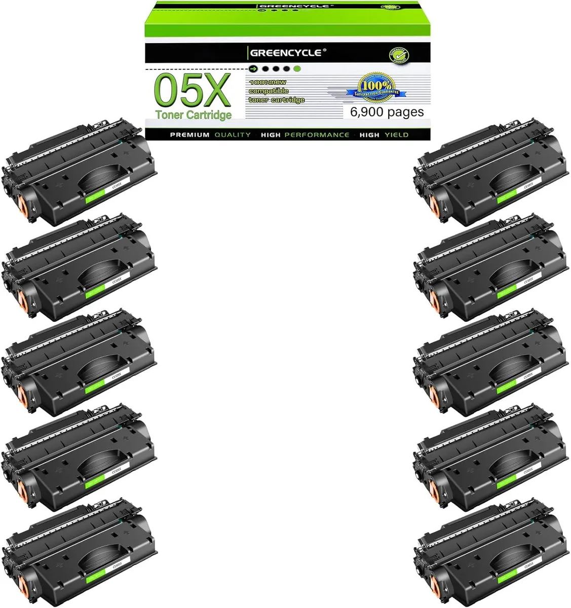GREENCYCLE GREENCYCLE CE505X Black Toner Cartridge 10 Pack 6900 Pages — product photo