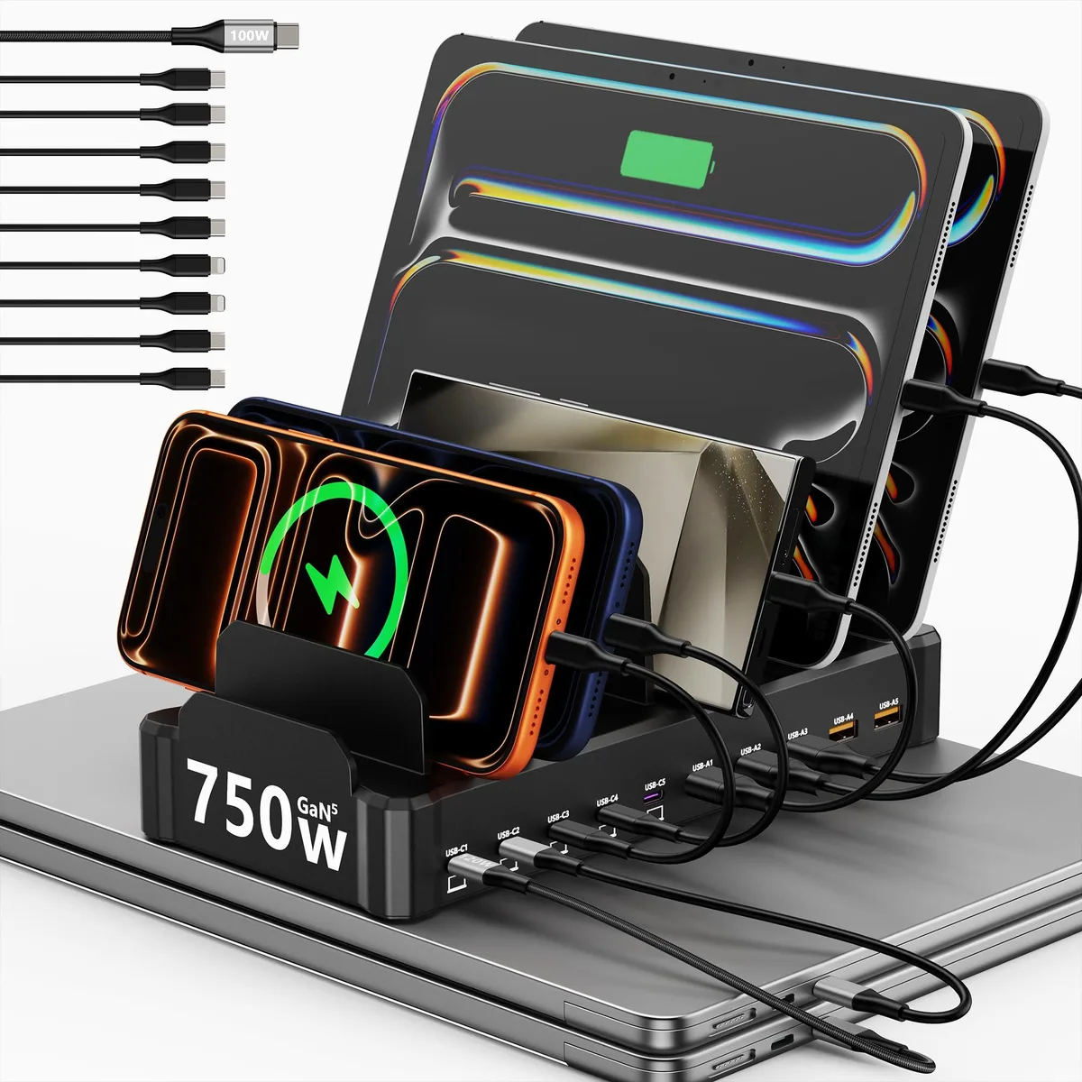  Belkin M10C 10-Port Docking Station 5 USB-C 120W 5 USB-A 30W 750W Black — product photo