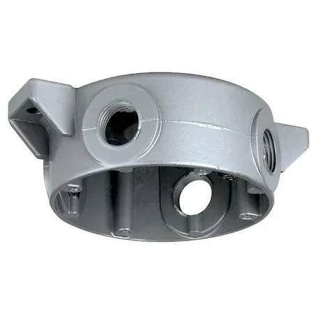 Gray aluminum ceiling mount with powder epoxy finish, rectangular box shape, hazardous location rated