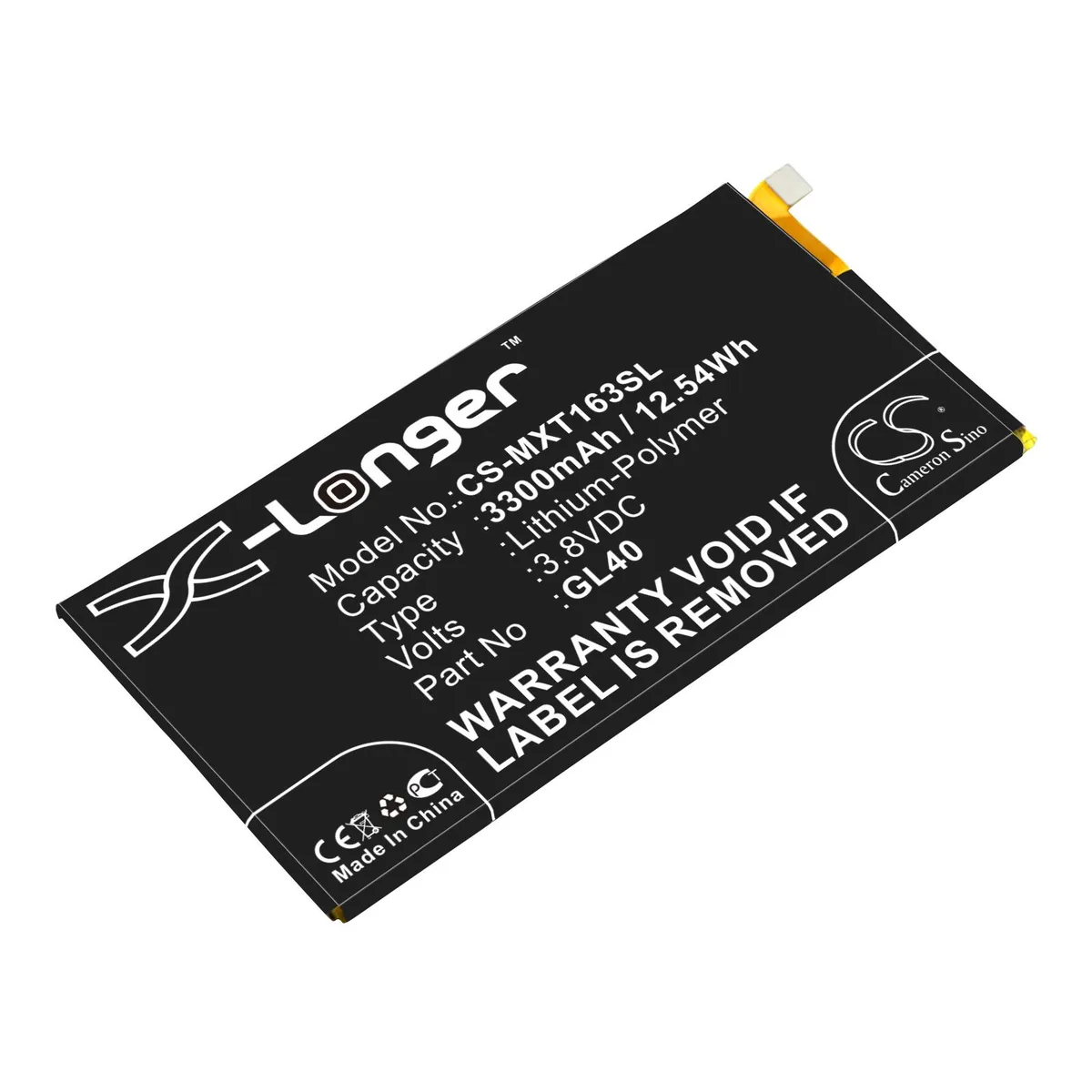 Cameron &amp; Co Cameron &amp; Co DS-CS-MXT163SL cell phone battery 3300mAh 3.8V Li-Polymer black — product photo