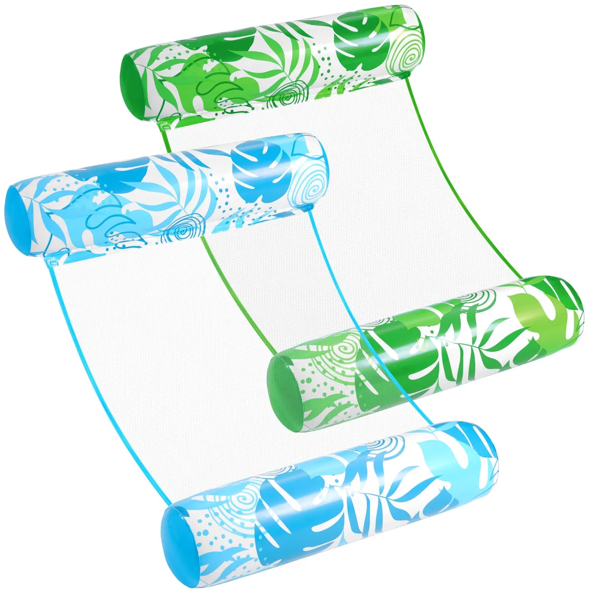 Swimline 2-Pack Tropical Leaves Hammock Pool Floats 48" Blue & Green — product photo