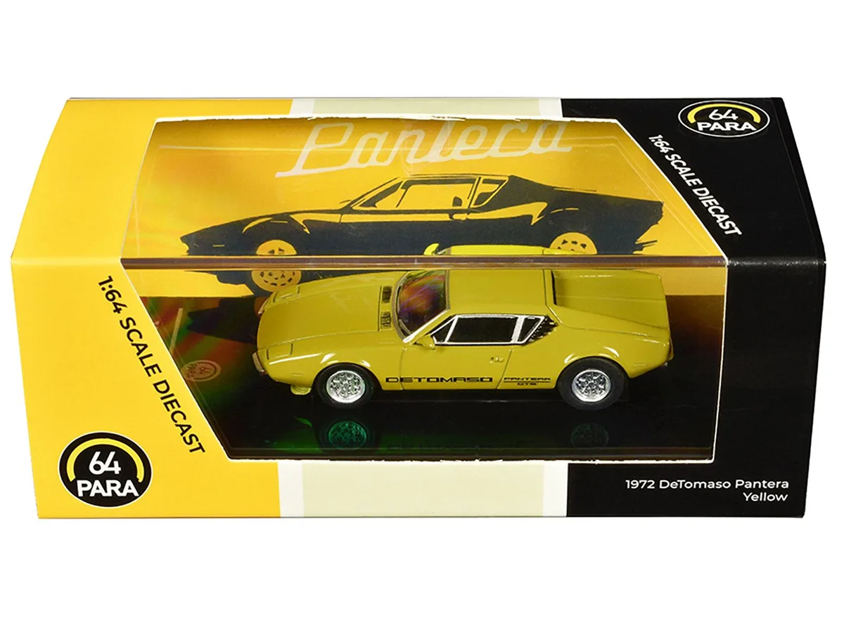 Paragon Paragon 1972 De Tomaso Pantera Yellow 1/64 Diecast Model Car — product photo