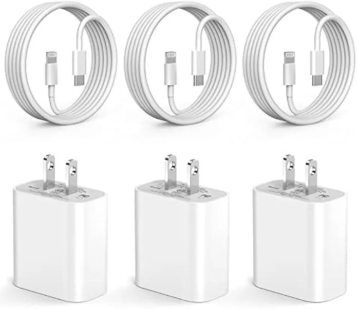 TAURKENAM TAURKENAM 3 Pack PD 20W USB-C Charger Kit with 6ft Lightning Cable — product photo