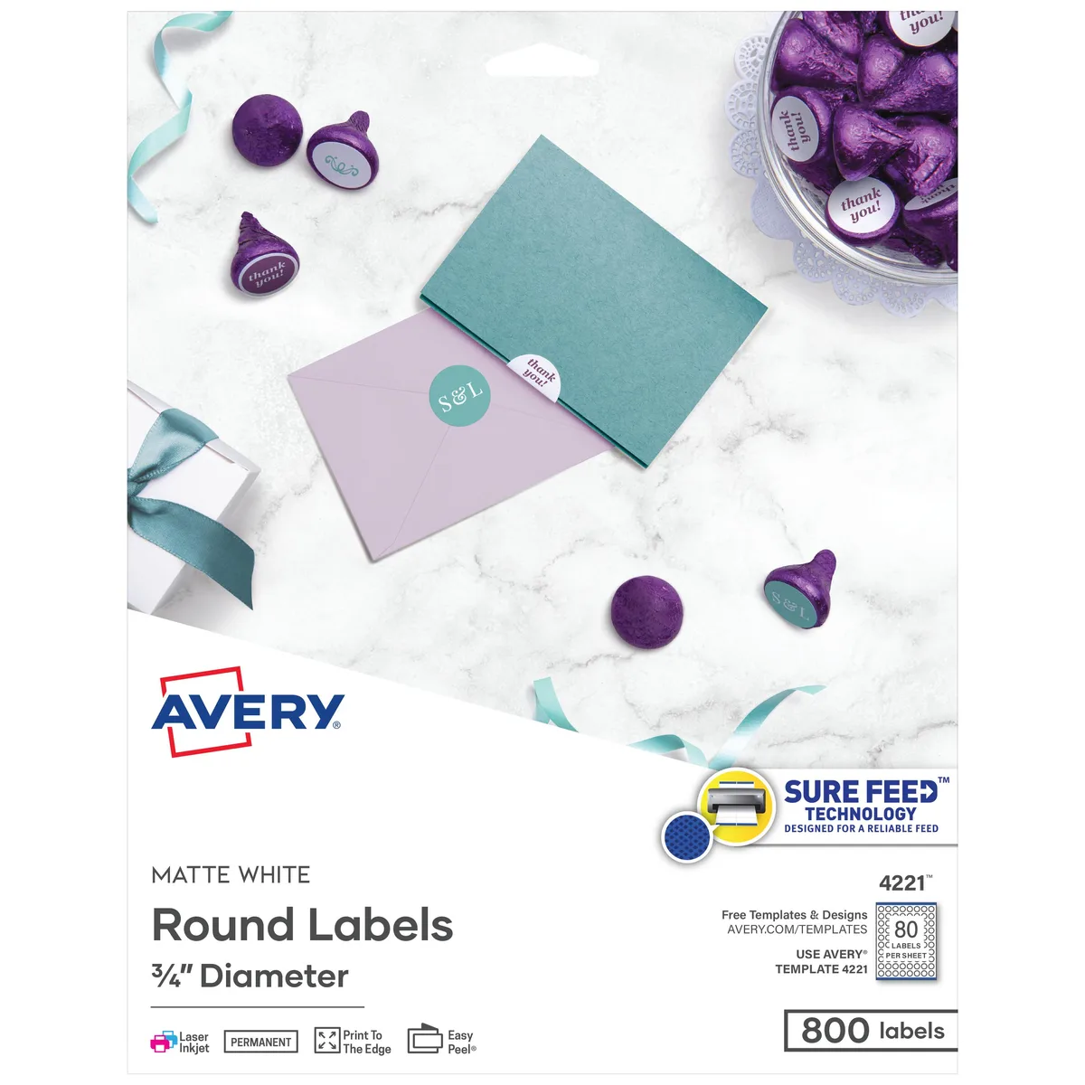 White matte round label sheets, 800 count, model 4221