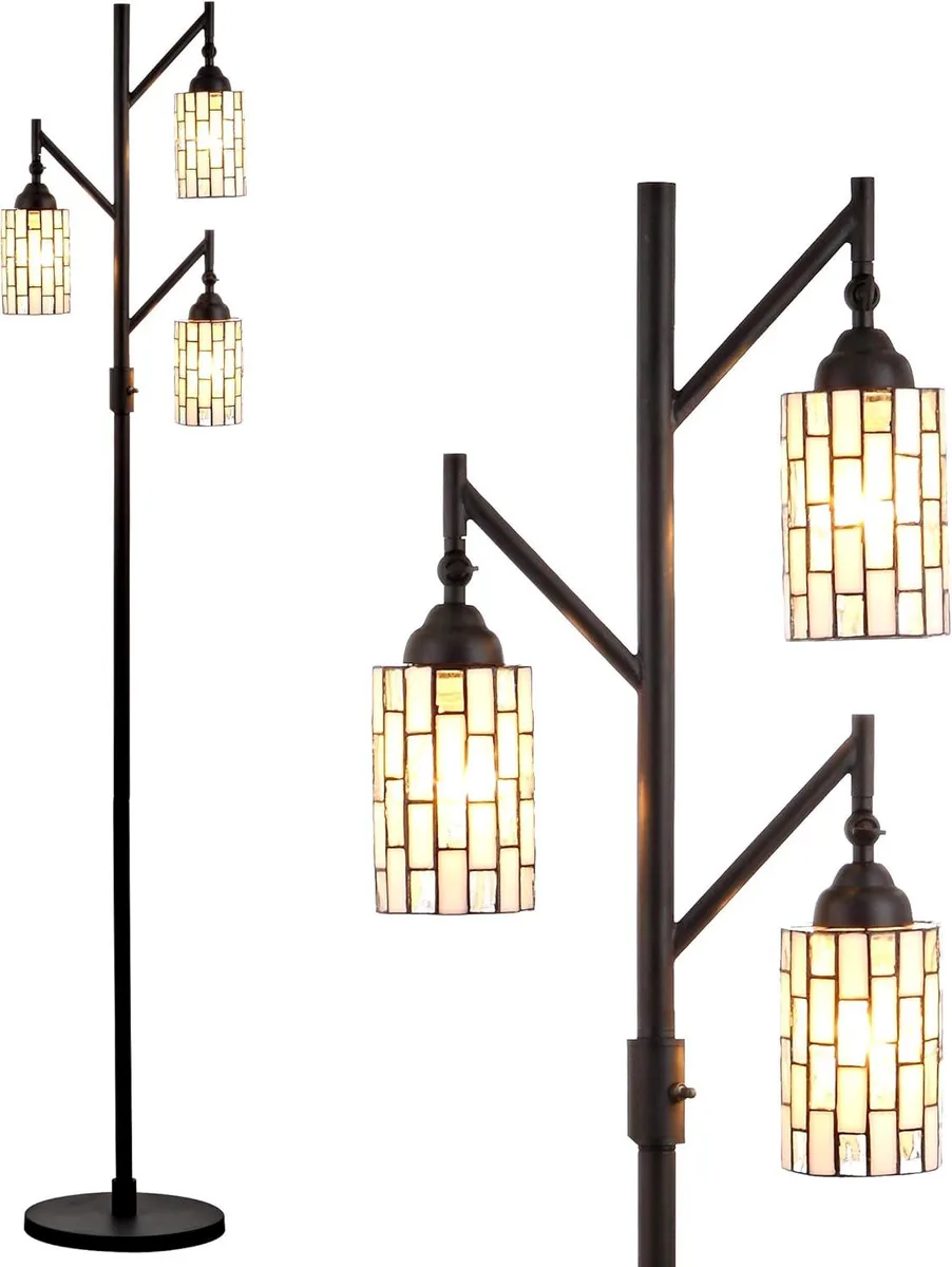 TUKO TUKO Tiffany-Style 71" 3-Light Rotary LED Floor Lamp Bronze — product photo