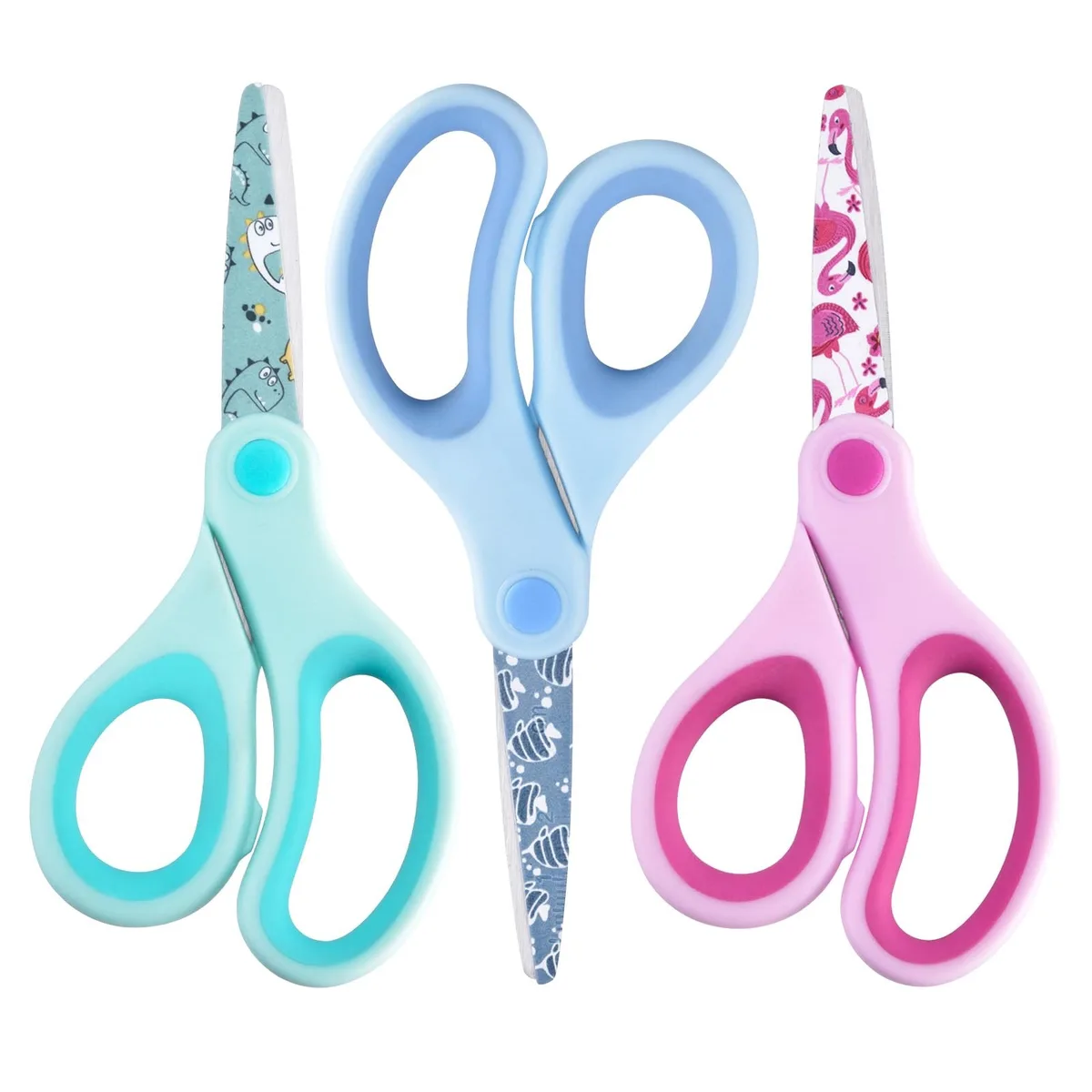  Zicolu 5" Kids Safety Scissors 3 Pack Blue Pink — product photo
