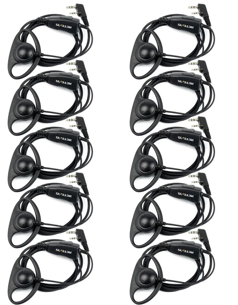 KEHIPI KEHIPI 10-Pack 2-Pin D-Type Earpiece Mic for RT22 RT21 RT86S H-777 BF-888S — product photo