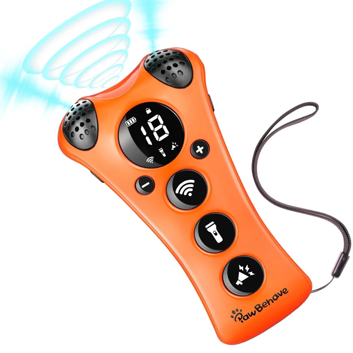  PawBehave PB-CO8000 Adjustable Ultrasonic Dog Trainer 10 Level 18 Whistle Orange — product photo