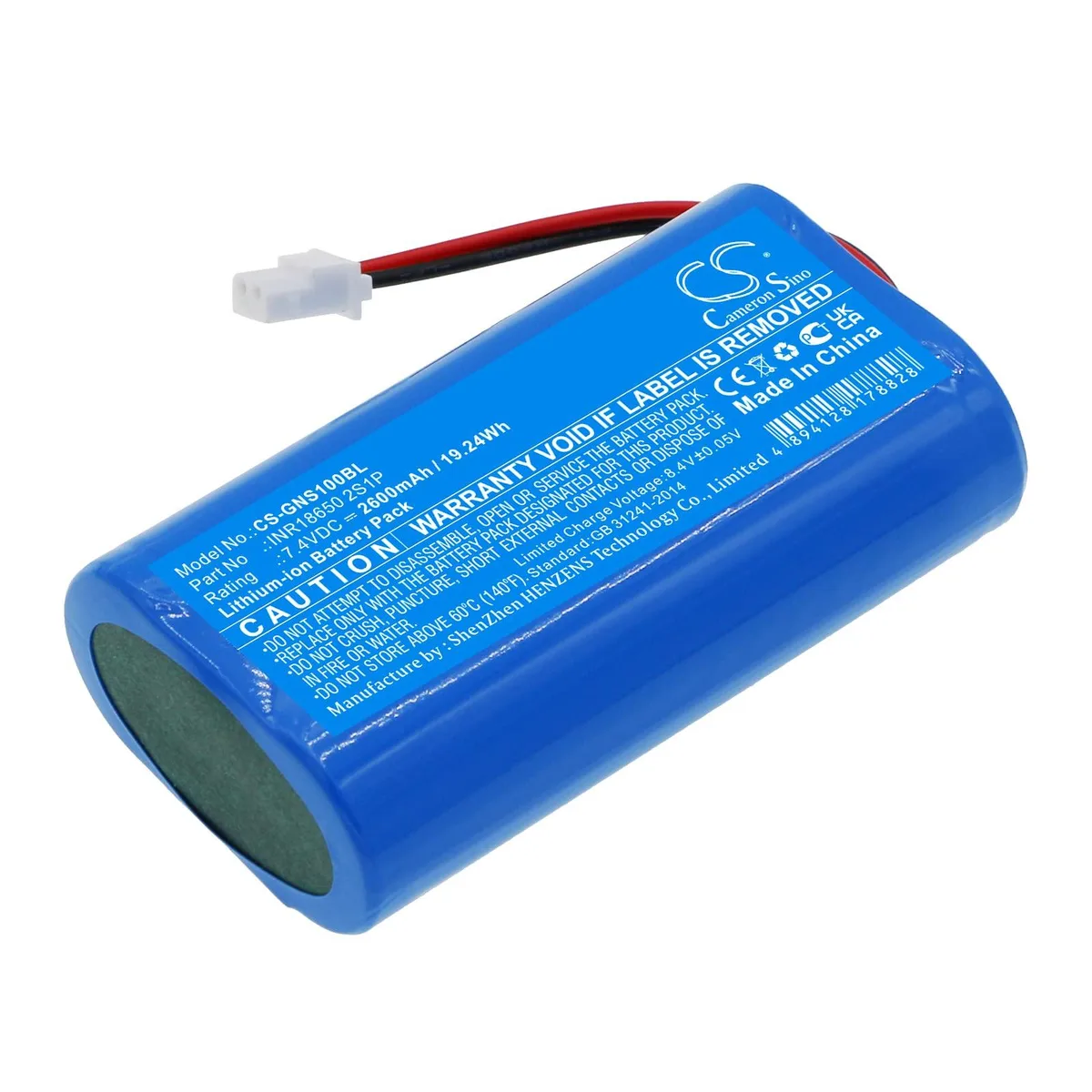  Cameron Sino Battery for GENEKO SuperCash INR18650 2S1P 2600mAh 7.4V 19.24Wh — product photo