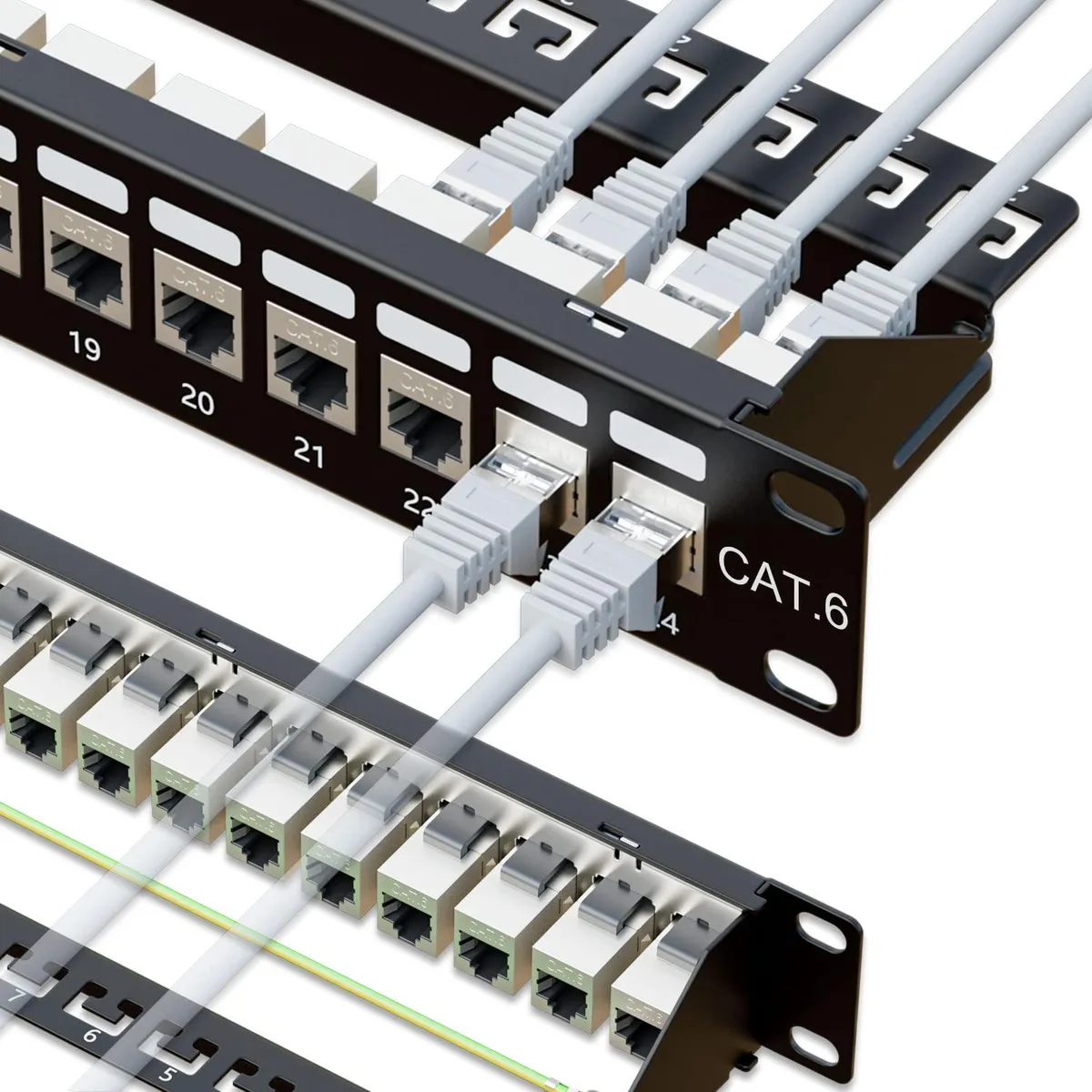CELUX CELUX 24 Port Cat6 Patch Panel STP 1U 19-Inch with Back Bar — product photo